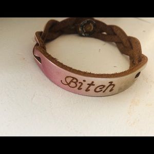 Leather bracelet with “Bitch” writing